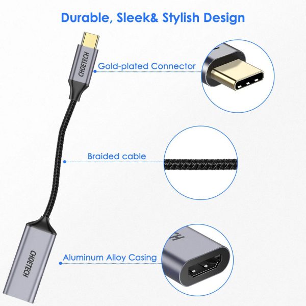 Adapteris Choetech HUB-H10 4K 60Hz USB-C to HDMI pilkas - Image 2